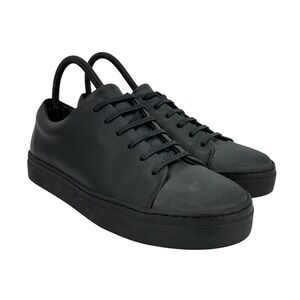COS Shoes Womens Size 7 Black Leather Low Top Minimalist Casual Walking Sneakers